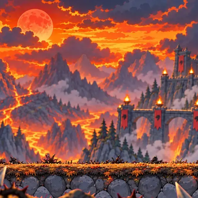 Wolfcrag, the fourth world: the wolves&rsquo; fortress on black rock and lava.